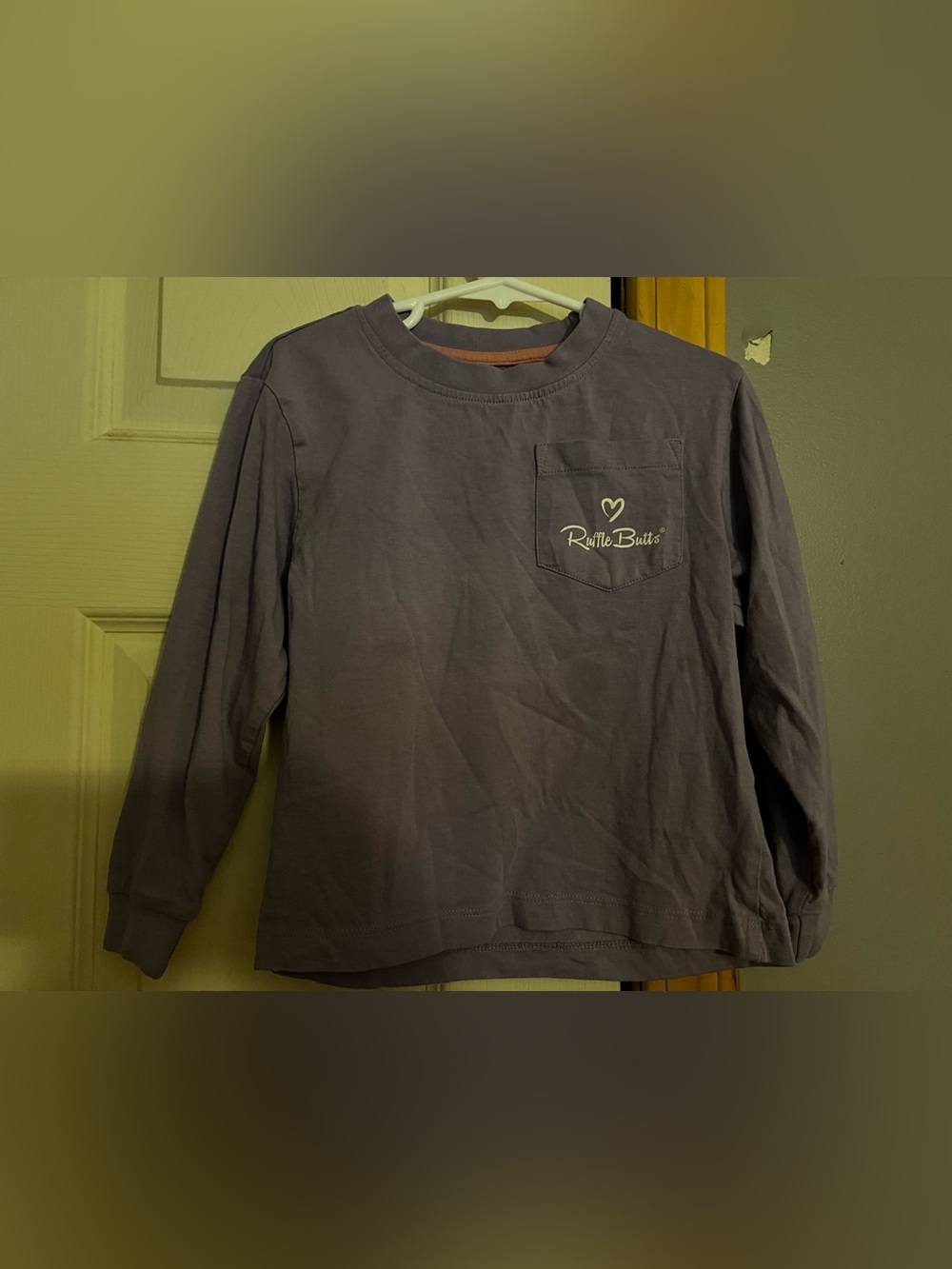 RuffleButts Purple Long Sleeve Pocket Tee, size 2T/3T